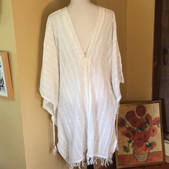 Anthropologie MUCHE MUCHETTE Embroidered Swim Coverup Ethereal Fringe  $179 NEW - Picture 3 of 8